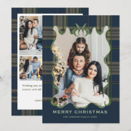 Vintage Velvet Christmas Red Bow Coquette 5 Photo Feestdagenkaart