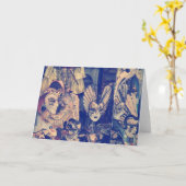 Vintage Venetiaanse carnavalmaskers Kaart (Gele Bloem)