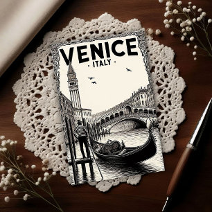 Vintage Venetië Italië Gondel Reizen Briefkaart