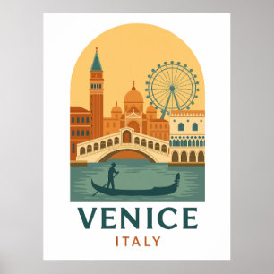 Vintage Venetië Italië Reisposter – Minimalistisch Poster