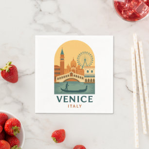 Vintage Venetië Italië Reisservetten – Retro Stad Servet