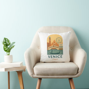 Vintage Venetië Italië Worpkussen – Retro Gondola Kussen