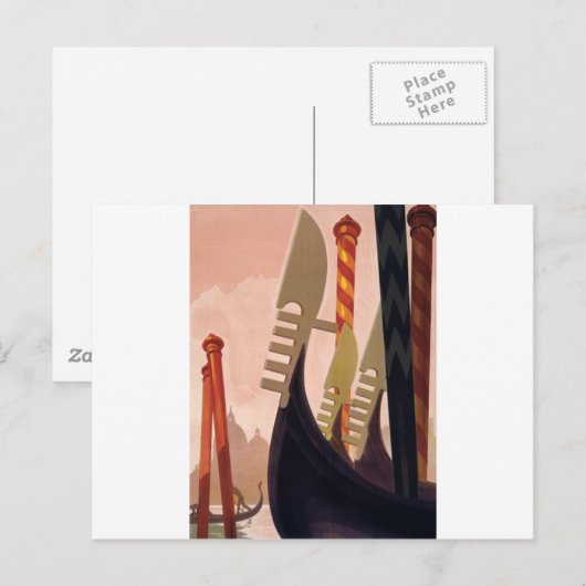 Vintage Venezia Gondolas Briefkaart (Voorkant / Achterkant)