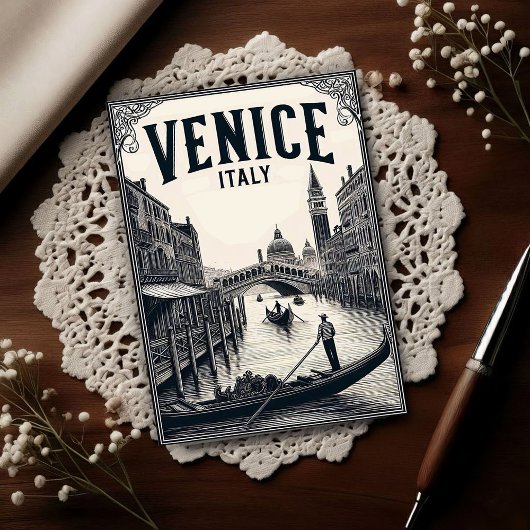 Vintage Venice Italy Gondola Travel Briefkaart