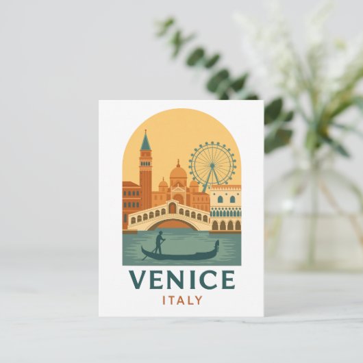 Vintage Venice Italy Travel Poster Postcard Retro Briefkaart (Staand voorkant)