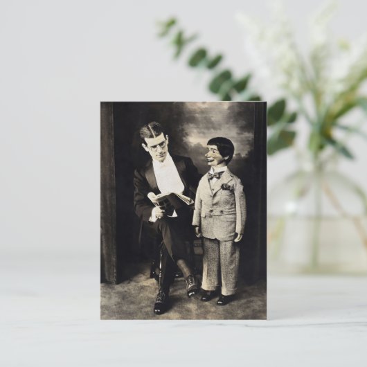 Vintage Ventriloquist Dummy Briefkaart (Staand voorkant)