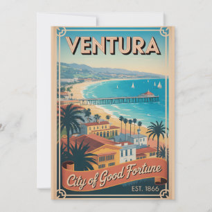 Vintage Ventura Californië Retro Reizen Feestdagenkaart