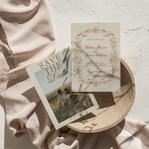 Vintage Verbrand Oranje Foto Oude Rijkdom Roestige Save The Date