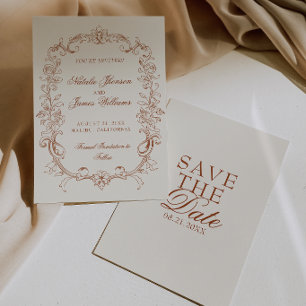 Vintage Verbrand Oranje Oud Geld Roest Retro Bruil Save The Date