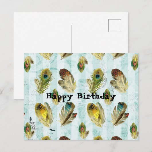 Vintage Veren Happy Birthday Briefkaart (Voorkant / Achterkant)