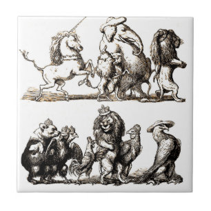 Vintage Verhalenboek Dierenparade: Muurkunst voor  Tegeltje