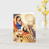 Vintage Verjaardag Pin-up Kaart (Gele Bloem)