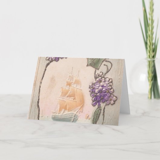 Vintage Verjaardag Schip Kaart (Voorkant)