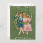 Vintage verjaardagsansichtkaart 1900s briefkaart (Voorkant / Achterkant)