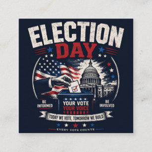 Vintage verkiezingsdag stemgrafiek – Amerikaanse F Vierkante Visitekaartje