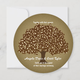 Vintage Verlichte Boom Ronde Trouw Uitnodiging