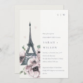 Vintage Verloving Eiffeltoren van de Waterverf Kaart (Voorkant / Achterkant)