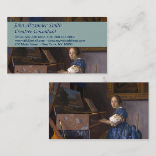 Vintage Vermeer Barokke Muziekscene Kunst Visitekaartje