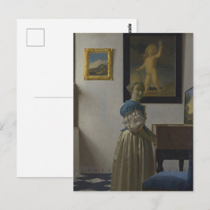 Vintage Vermeer Dame die Virginaal Speelt Schilder Briefkaart