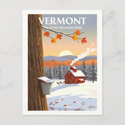 Vintage Vermont Briefkaart (Voorkant)