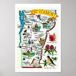 Vintage Vermont Kaart Print