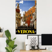 Vintage Verona Italy Architecture Travel Poster (Thuiskantoor)