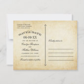 Vintage verouderde papier scrollwerk save the date (Achterkant)