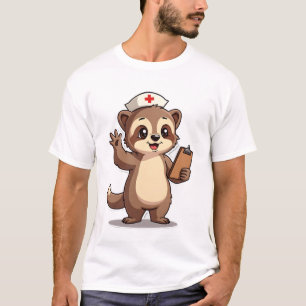 Vintage verpleegster luiaard Schattig retro medisc T-shirt