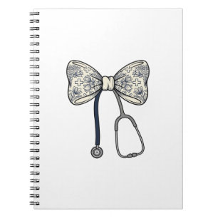 Vintage verpleegster strik stethoscoop bloemen shi notitieboek