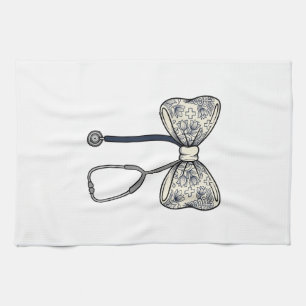 Vintage Verpleegster Strik Stethoscoop Bloemig Shi Theedoek