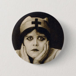 Vintage verpleegster theda bara grappig ronde button 5,7 cm
