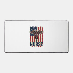 Vintage Verpleegster Vlag Caduceus Rug Ontwerp_1 Bureaumat