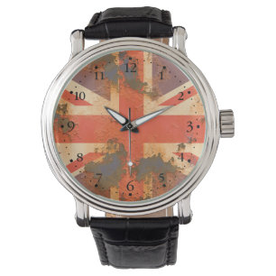 Vintage verroeste vlag van het Verenigd Koninkrijk Horloge