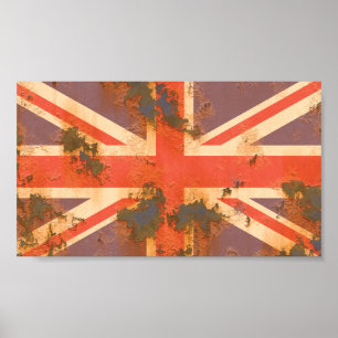Vintage verroeste vlag van het Verenigd Koninkrijk Poster