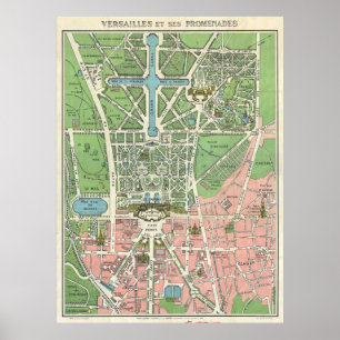 Vintage Versailles Map Reisposter Poster