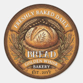 Vintage Verse Bakend Brood Aangepaste Bakkerij Ronde Sticker (Voorkant)