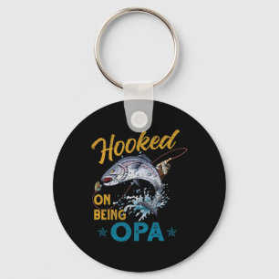 Vintage verslaafd aan opa zijn Funny Fishing Vader Sleutelhanger