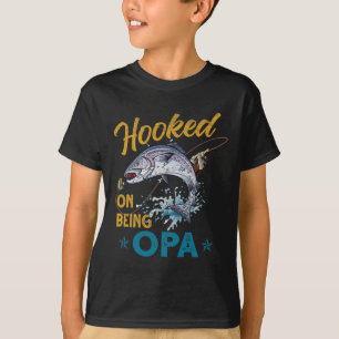 Vintage verslaafd aan opa zijn Funny Fishing Vader T-shirt