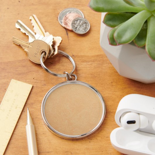 Vintage versleten cognackleren textuur sleutelhanger (Bureau)