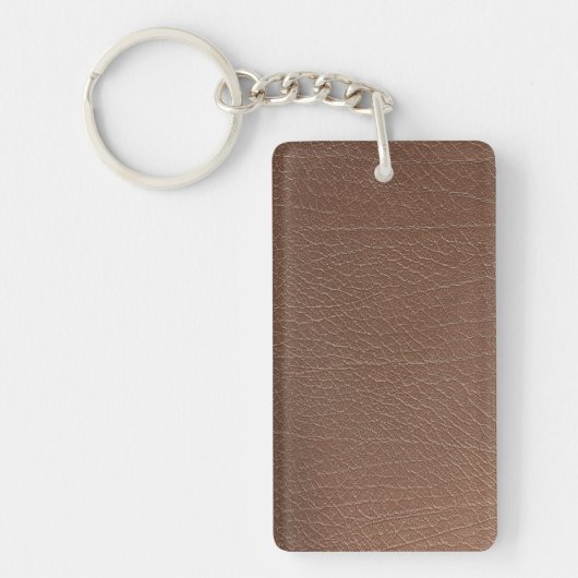 Vintage versleten cognackleurige leren textuur sleutelhanger (Voorkant)