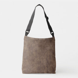 Vintage versleten cognacleer textuur crossbody tas