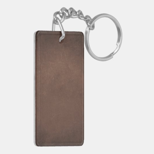 Vintage versleten cognacleer textuur sleutelhanger (Achterkant Links)