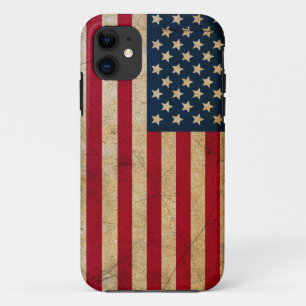 Vintage Vervaaagde Oude Amerikaanse Vlag Antiek Gr iPhone 11 Hoesje