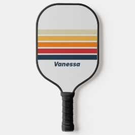 Vintage Vervaaagde Regenboog over Strepen met Naam Pickleball Paddle