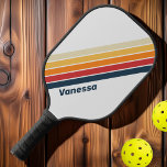 Vintage Vervaaagde Regenboog Strepen met Naam Pickleball Paddle<br><div class="desc">De Vintage Faded Rainbow Striped pickleball-paddle met naam heeft een mooi gedempeld regenboogstreepdesign dat een gevoel van nostalgie en speelsheid oproept, perfect voor spelers die hun unieke stijl op het veld willen uitdrukken. Deze paddle combineert de essentie van vintage charme met een moderne twist, waardoor het een opvallend accessoire is...</div>