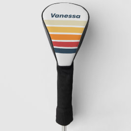 Vintage Vervagende Regenboog Over Strepen met Naam Golfheadcover