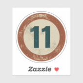 Vintage Vervallen Nummer 11 Sticker (Vel)