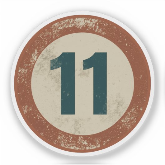 Vintage Vervallen Nummer 11 Sticker (Voorkant)