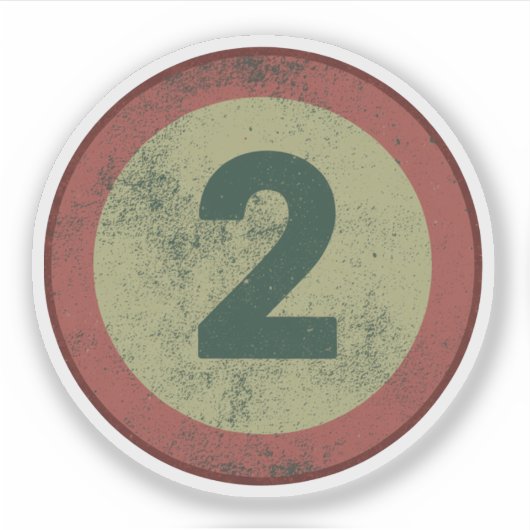 Vintage Vervallen Nummer 2 Sticker (Voorkant)