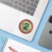 Vintage Vervallen Nummer 2 Sticker (Laptop met iPhone)